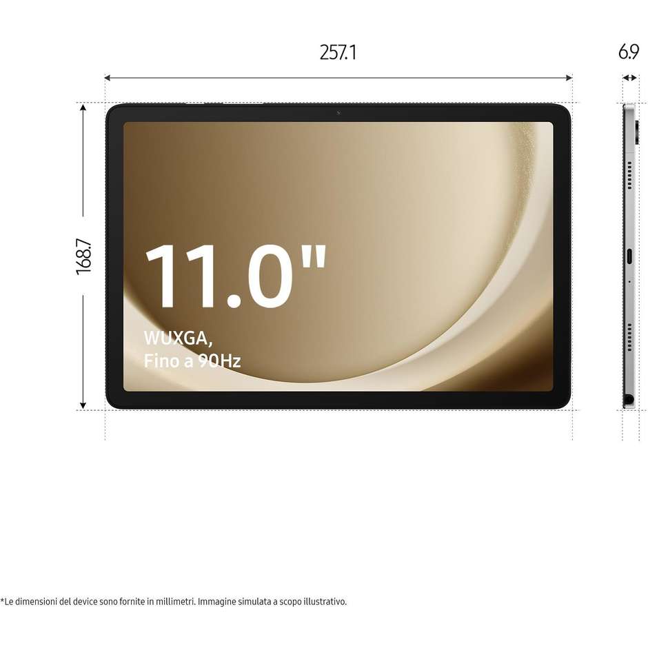 Samsung Galaxy Tab A9+ SM-X210 Tablet 11" WUXGA 90Hz Qualcomm Snapdragon Octa-Core RAM 8 GB Memoria 128 GB Wi-Fi Android Grafite