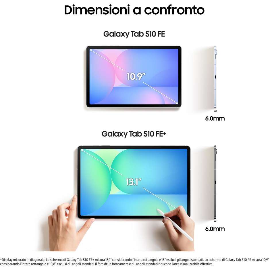 Samsung Galaxy Tab S10 FE Tablet 10,9" WUXGA+ con S Pen Exynos Octa-Core RAM 12 GB Memoria 256 GB Wi-Fi Android Gray