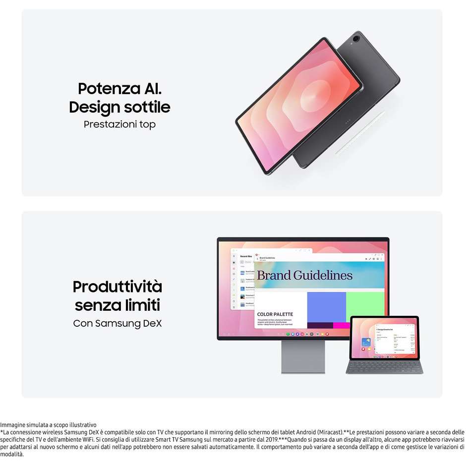 Samsung Galaxy Tab S11 Tablet 11" Wi-Fi Ram 12 GB Memoria 256 GB Colore Grigio