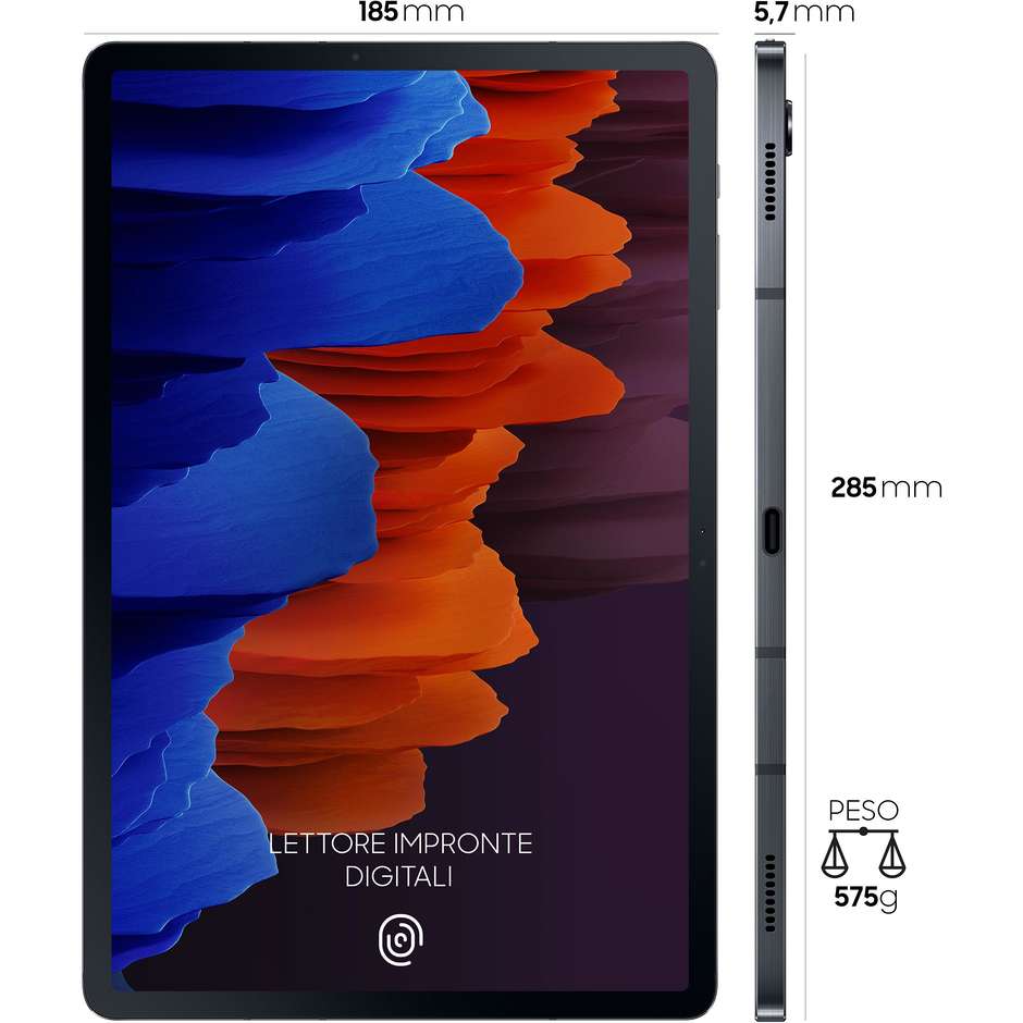 Samsung Galaxy Tab S7+ 12,4'' 5G Ram 6 Gb Memoria 128 Gb Android 10 colore Mystic Black