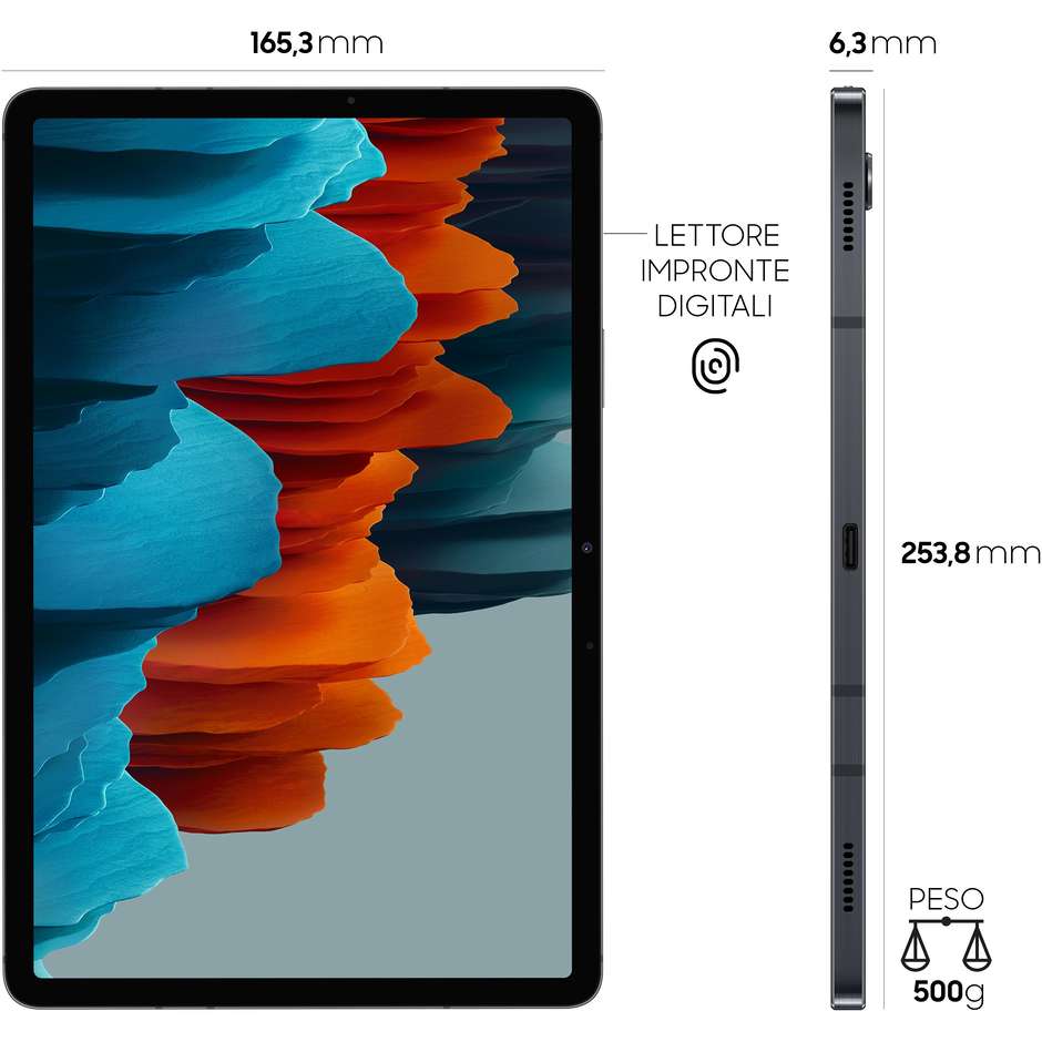 Samsung Galaxy Tab S7 Tablet 11'' 4G Ram 6 Gb Memoria 128 Gb Android 10 colore Mystic Black