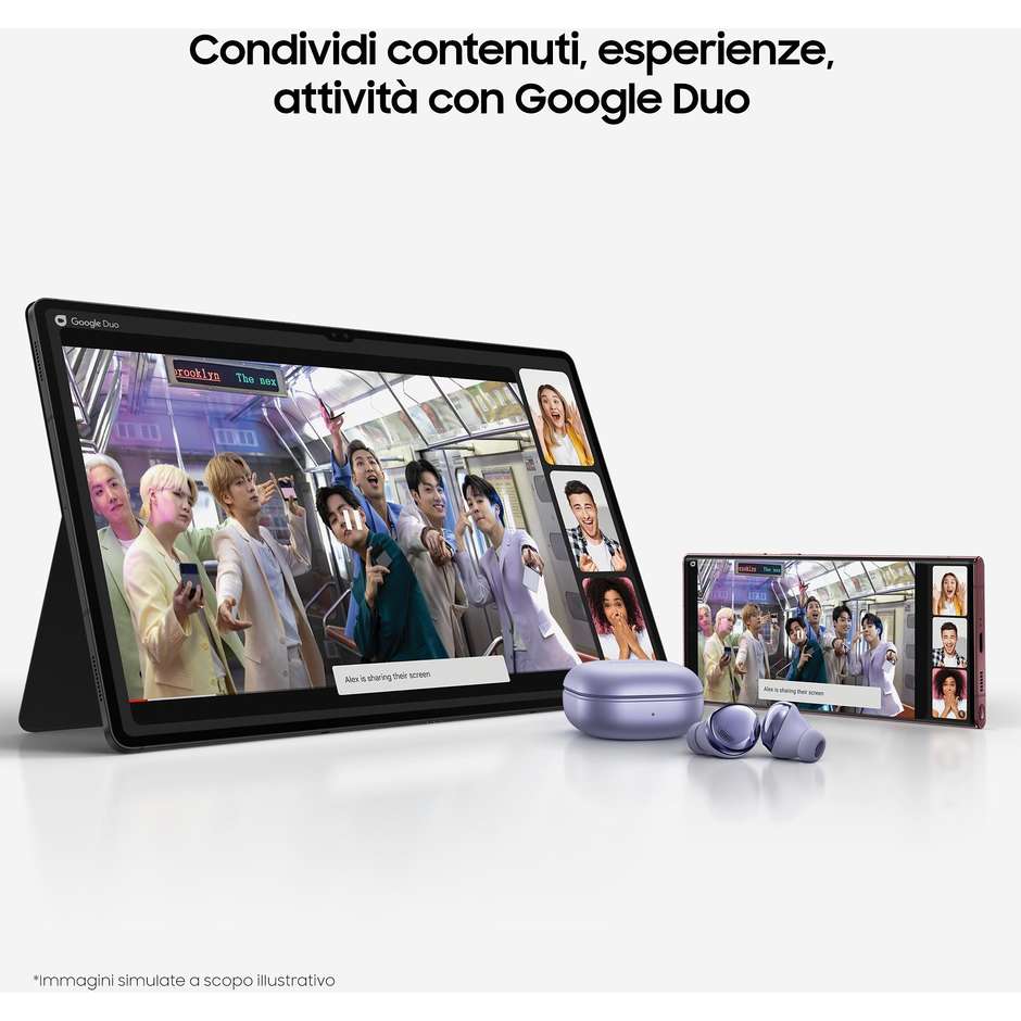 Samsung Galaxy Tab S8+ Tablet 12.4" Wi-Fi Ram 8 GB Memoria 256 GB Android 12 Colore Graphite