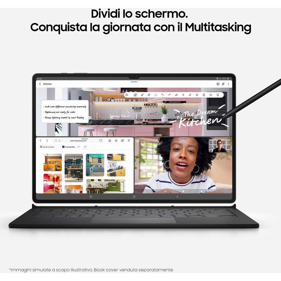 Samsung Galaxy Tab S8+ Tablet 12.4" Wi-Fi Ram 8 GB Memoria 256 GB Android 12 Colore Graphite