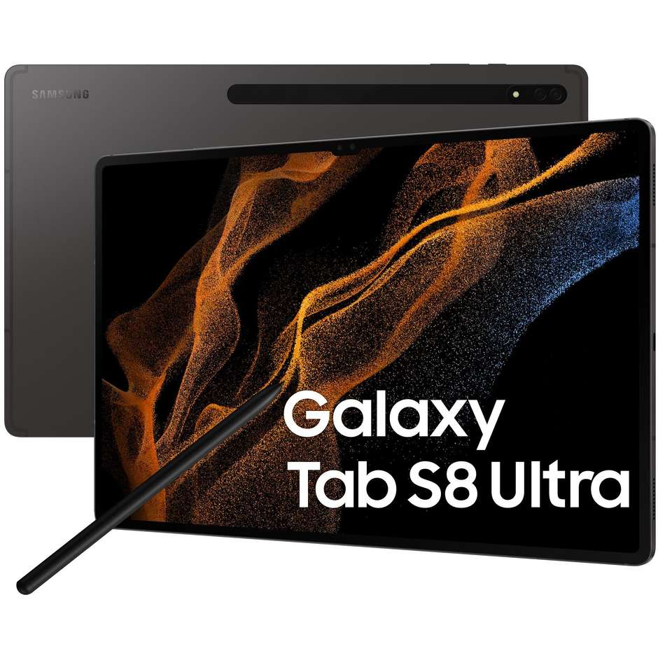 Samsung Galaxy Tab S8 Ultra Tablet 5G 14.6" Wi-Fi+Cellular Ram 12 Gb Memoria 256 Gb Android 12 Colore Grafite