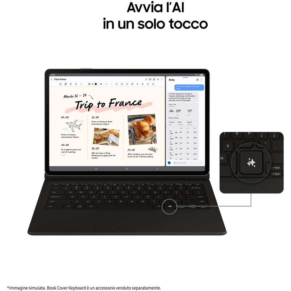 Samsung Galaxy Tab S9 FE Wi-Fi 10.9" (SM-X520NZAPEUE) Schermo 90Hz WUXGA+ Samsung Exynos 1380 8-Core RAM 12GB Memoria 256GB espandibile S Pen Inclusa Resistente IP68 Batteria 8000 mAh Lavender