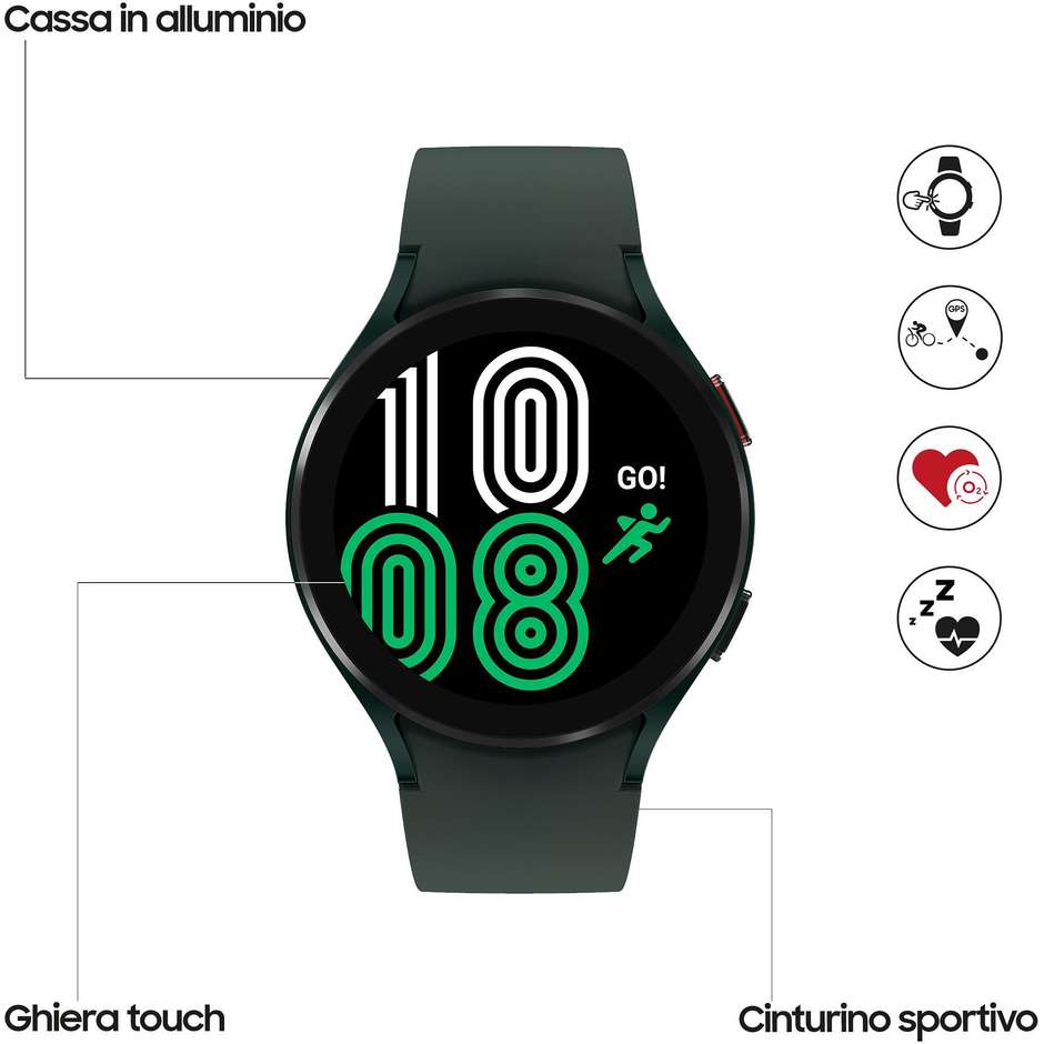 Samsung Galaxy Watch 4 Smartwatch SAMOLED 44 mm GPS Bluetooth Monitoraggio Salute colore verde