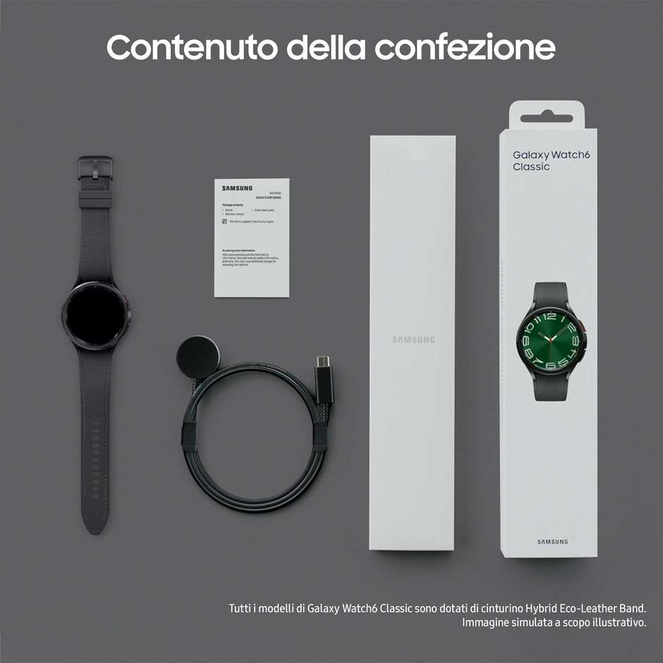 Samsung Galaxy Watch 6 Smartwatch 47mm GPS Wi-Fi Colore Graphite con cinturino nero