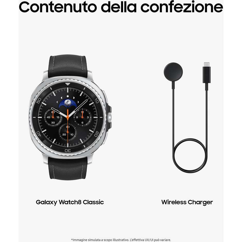 Samsung Galaxy Watch 8 Classic Bluetooth 46mm Argento con cinturino nero