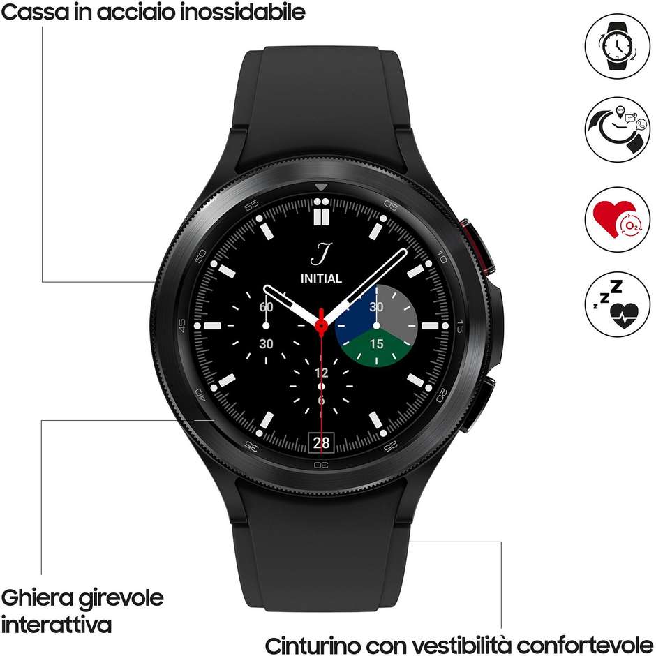 Samsung Galaxy Watch4 Classic 46mm Smartwatch Ghiera Rotante Wi-Fi Bluetooth NFC Colore Nero (SM-R890NZKAEUE)