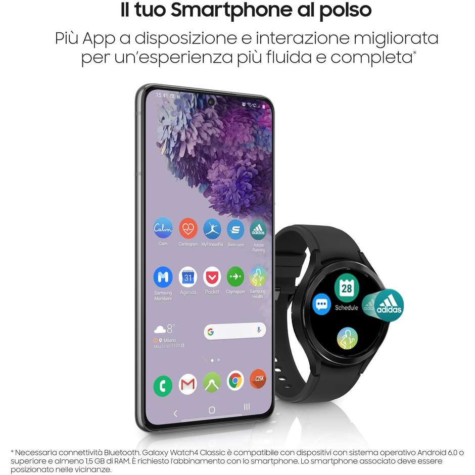 Samsung Galaxy Watch4 Classic 46mm Smartwatch Ghiera Rotante Wi-Fi Bluetooth NFC Colore Nero (SM-R890NZKAEUE)