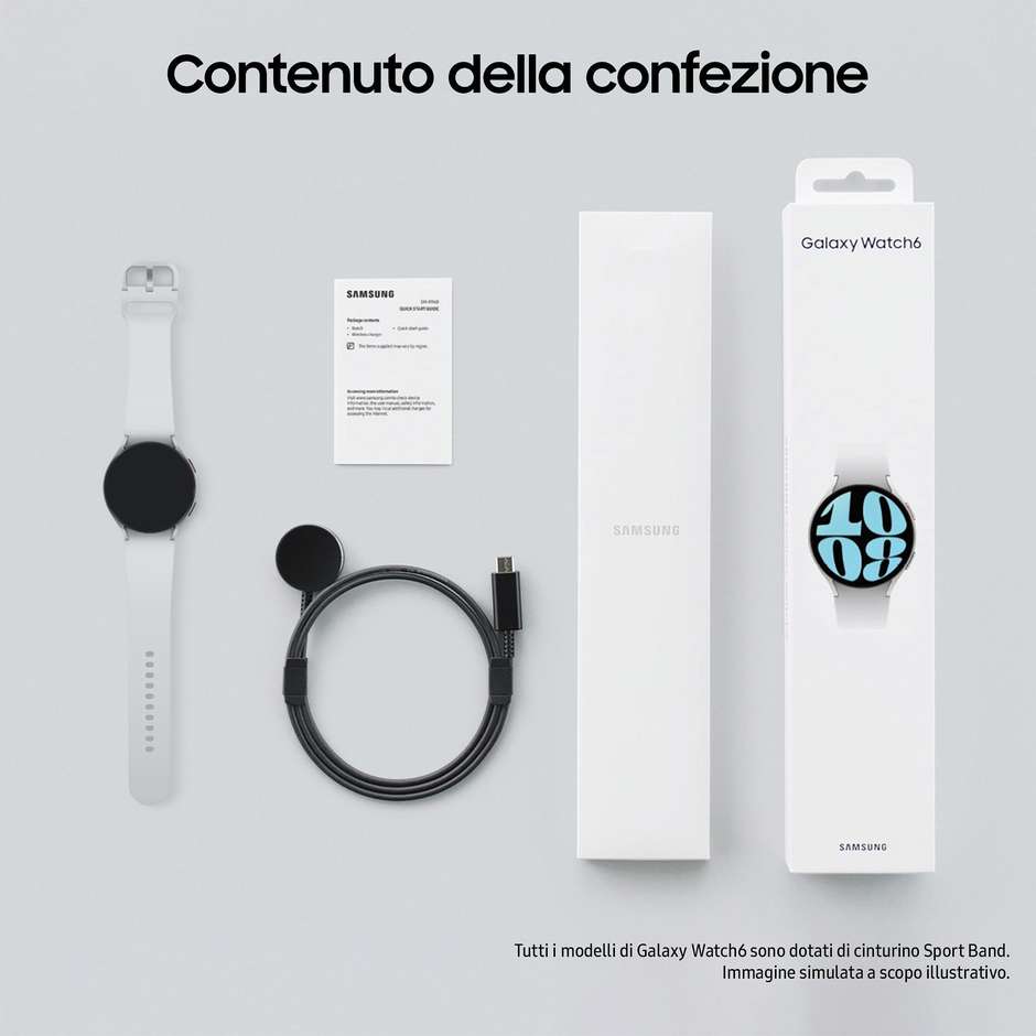 Samsung Galaxy Watch6 44mm Smartwatch Super AMOLED Bluetooth Wi-Fi Colore Argento (SM-R940NZSAEUE)