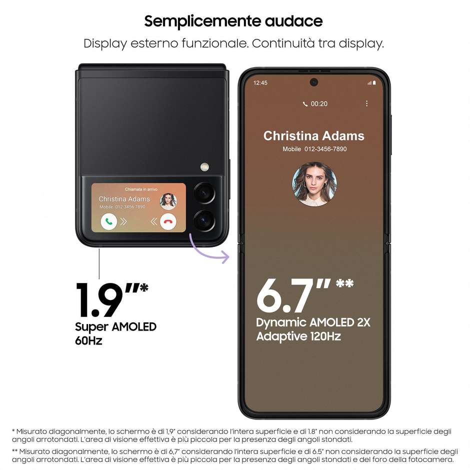 Samsung Galaxy Z Flip 3 5G Smartophone 1,9''/6,7'' AMOLED Ram 8 Gb Memoria 128 Gb Android colore Phantom Black