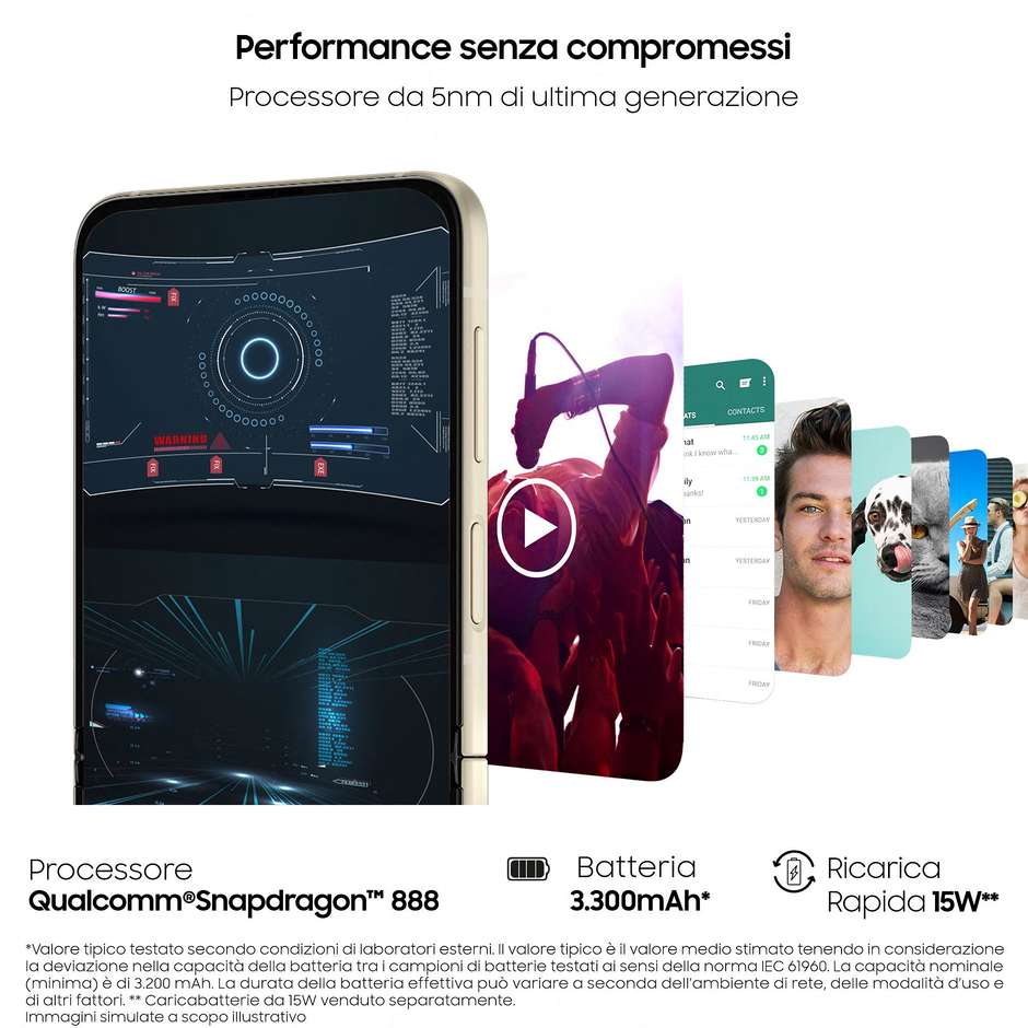 Samsung Galaxy Z Flip 3 5G Smartophone 1,9''/6,7'' AMOLED Ram 8 Gb Memoria 128 Gb Android colore Phantom Black