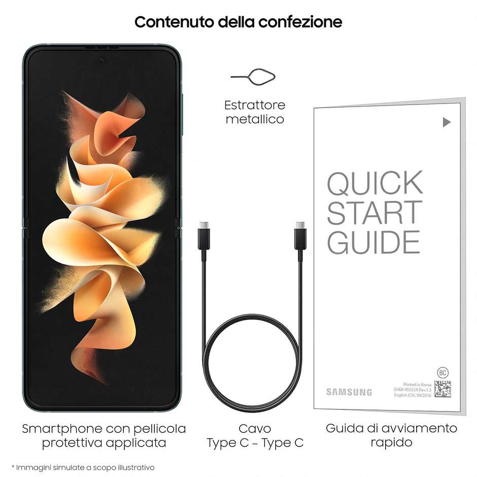 Samsung Galaxy Z Flip 3 5G Smartophone 1,9''/6,7'' AMOLED Ram 8 Gb Memoria 128 Gb Android colore Phantom Green