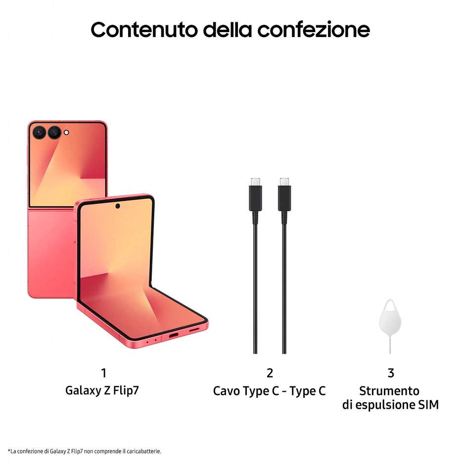 Samsung Galaxy Z Flip 7 Smartphone 5G 6,9" Dynamic AMOLED 2X 256GB Pieghevole Colore Corallo