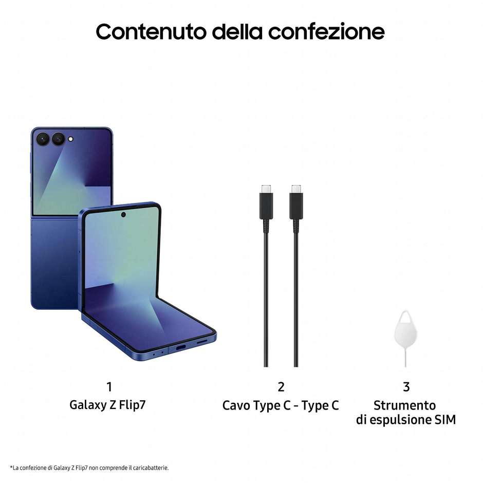 Samsung Galaxy Z Flip 7 Smartphone 5G 6,9" Dynamic AMOLED 2X 512GB Pieghevole Colore Blue Shadow