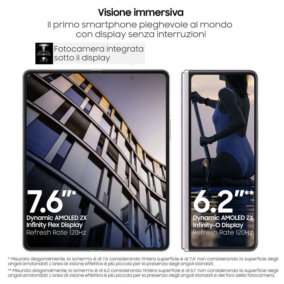 Samsung Galaxy Z Fold 3 5G Smartphone 6,2''/7,6'' AMOLED Ram 12 Gb Memoria 256 Gb Android colore Phantom Silver