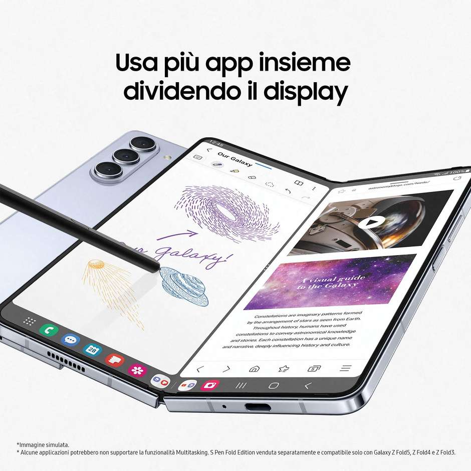 Samsung Galaxy Z Fold 5 Smartphone 5G 7,6" Ram 12 Gb Memoria 256 Gb Android colore nero