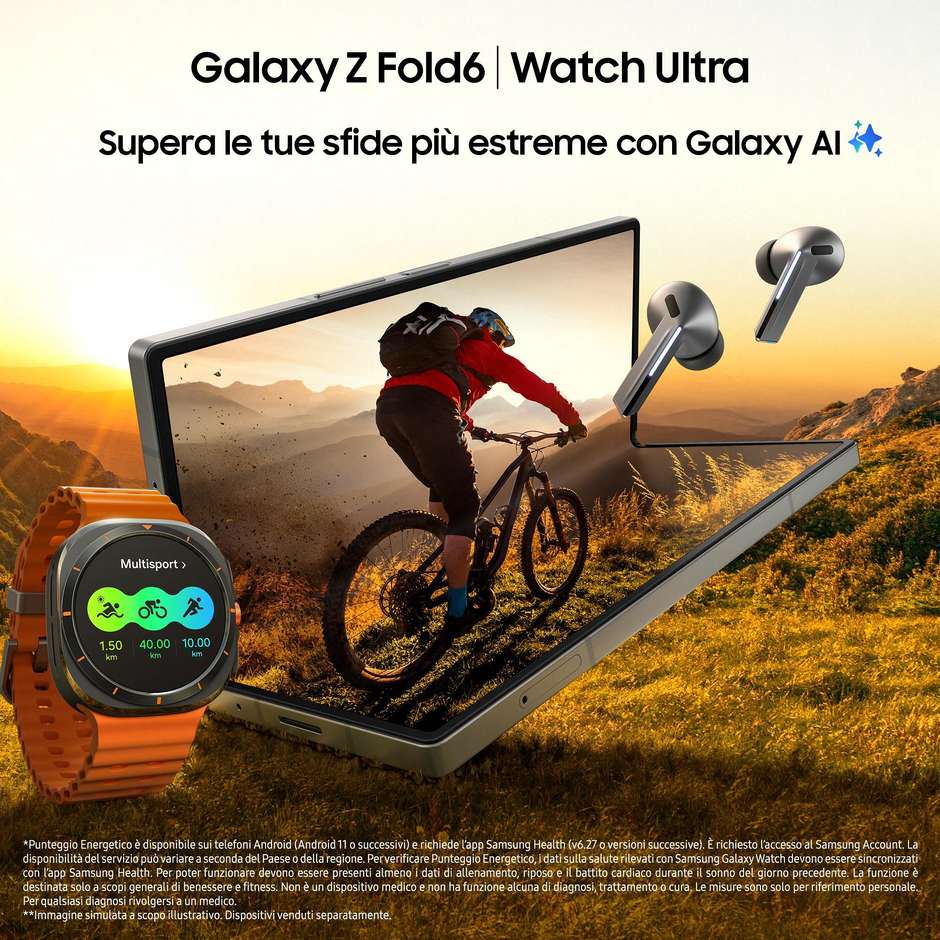 Samsung Galaxy Z Fold 6 Smartphone 5G  6,3"/7,6" Ram 12 GB Memoria 512 GB Android Colore Argento