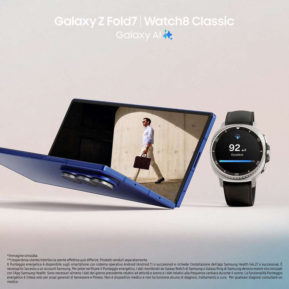 Samsung Galaxy Z Fold 7 Smartphone 5G 8,0" Dynamic AMOLED 2X 1TB Chip Snapdragon 8 Gen 3 Colore Nero