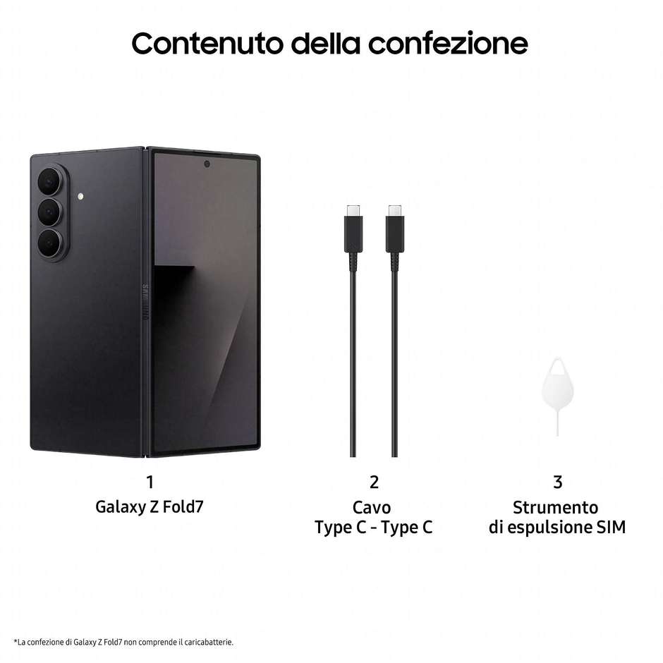 Samsung Galaxy Z Fold 7 Smartphone 5G  8" Ram 12 GB Memoria 1 TB Colore Nero