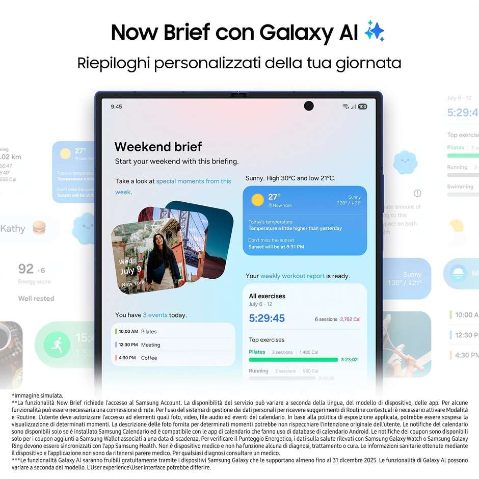 Samsung Galaxy Z Fold 7 Smartphone 5G 8" Ram 12 GB Memoria 256 GB Colore Argento