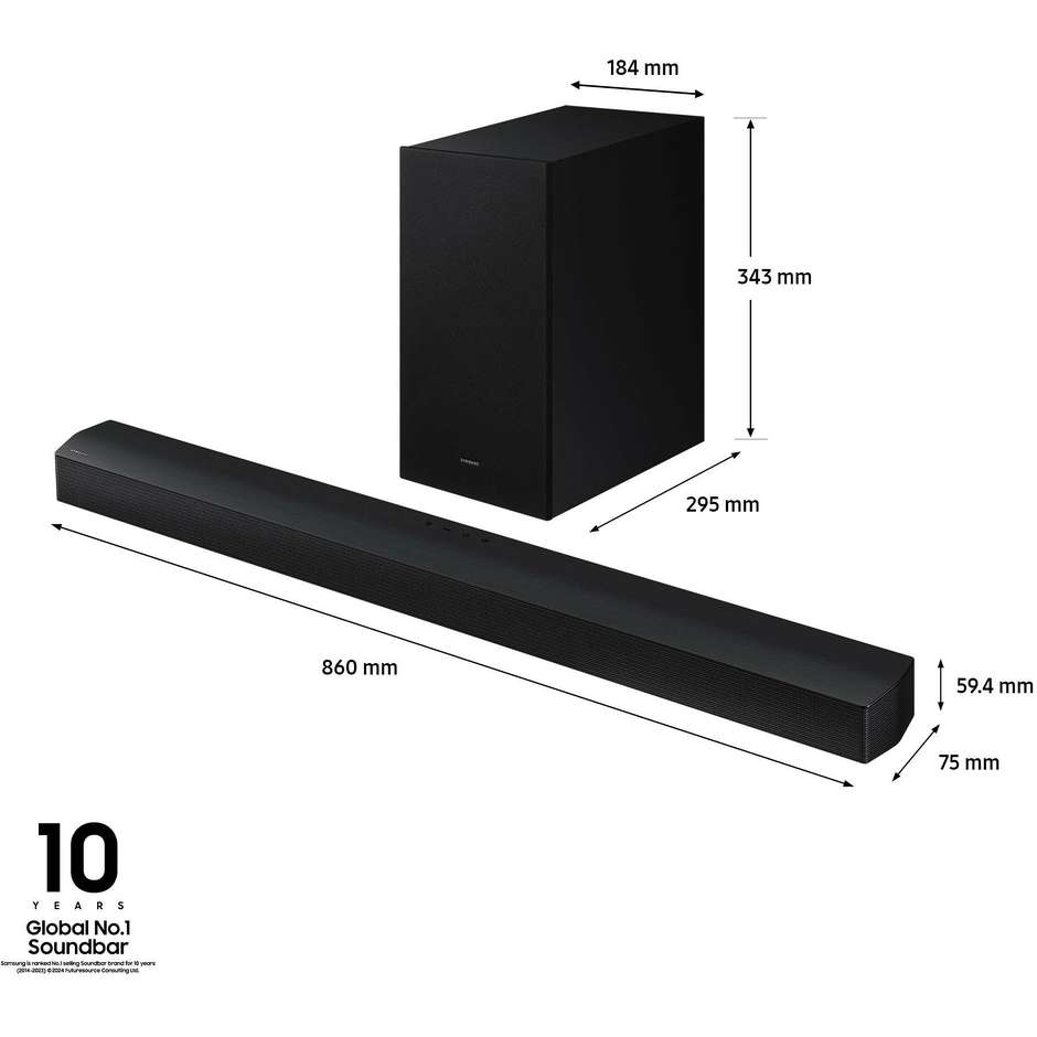 Samsung HW-B650D/ZF Soundbar con Subwoofer per TV Nero