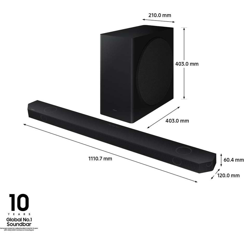 Samsung HW-Q800D/ZF Serie Q Soundbar Wireless Dolby Atmos Colore Nero