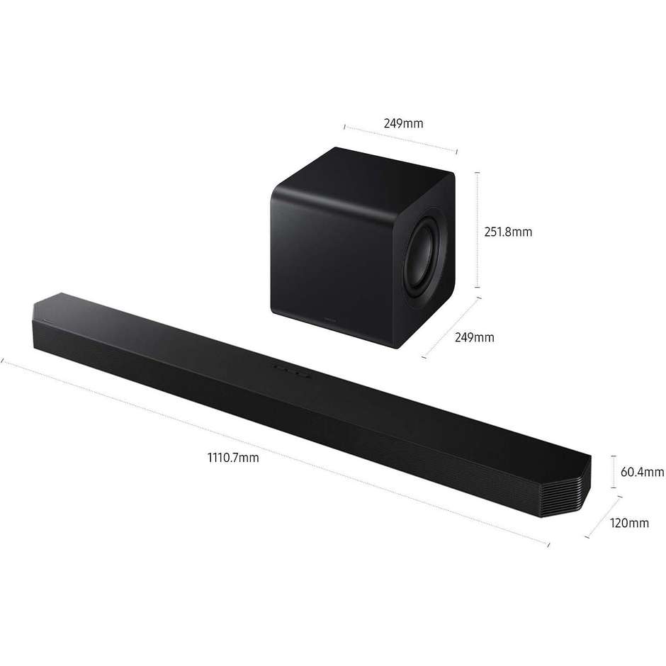 Samsung HW-QS700F Soundbar 3.1.2 Canali 345W Dolby Atmos Wireless Subwoofer Nero