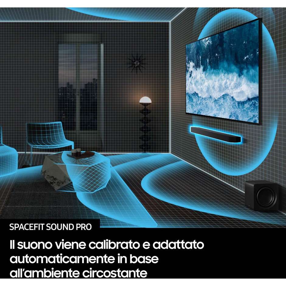 SAMSUNG HW-QS700F Soundbar All-in-One per TV e Intrattenimento Domestico DTS Colore Black