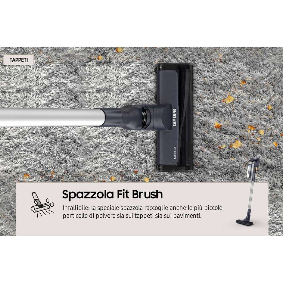 Samsung Jet 60 Turbo VS15A60AGR Aspirapolvere Senza Filo 410W 150AW Jet Cyclone Leggero Titanio e Nero