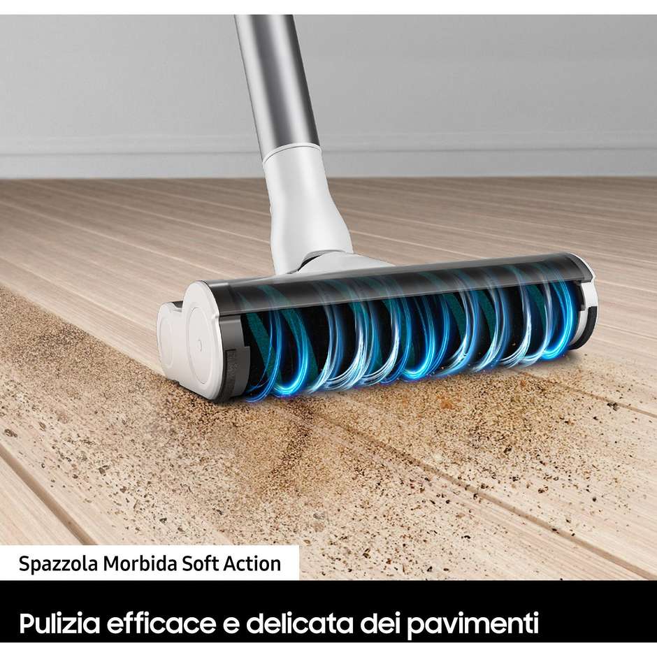 Samsung Jet 70 Easy VS15T7031R4 Scopa Elettrica Ricaricabile 410W 150AW Supporto 2-in-1 Bianco e Nero
