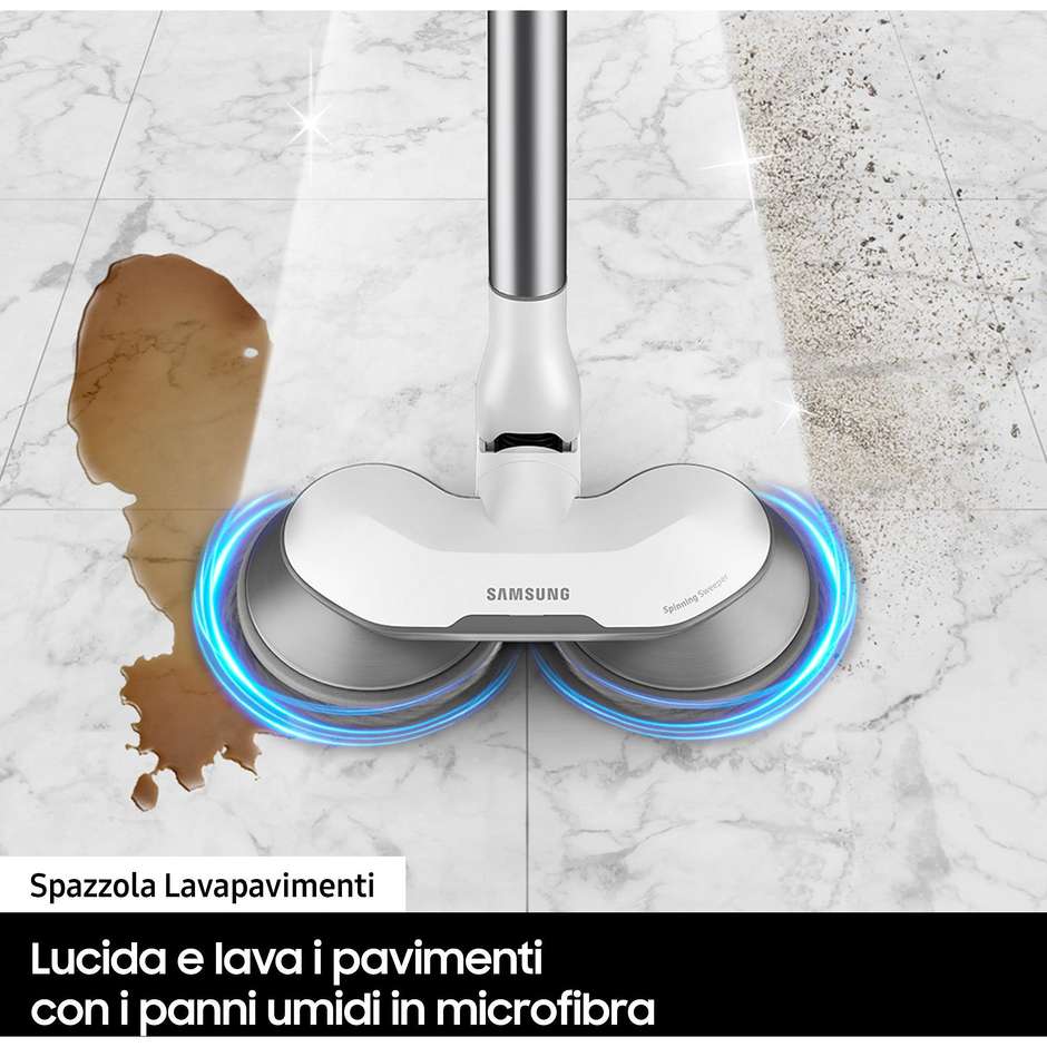 Samsung Jet 70 Easy VS15T7031R4 Scopa Elettrica Ricaricabile 410W 150AW Supporto 2-in-1 Bianco e Nero
