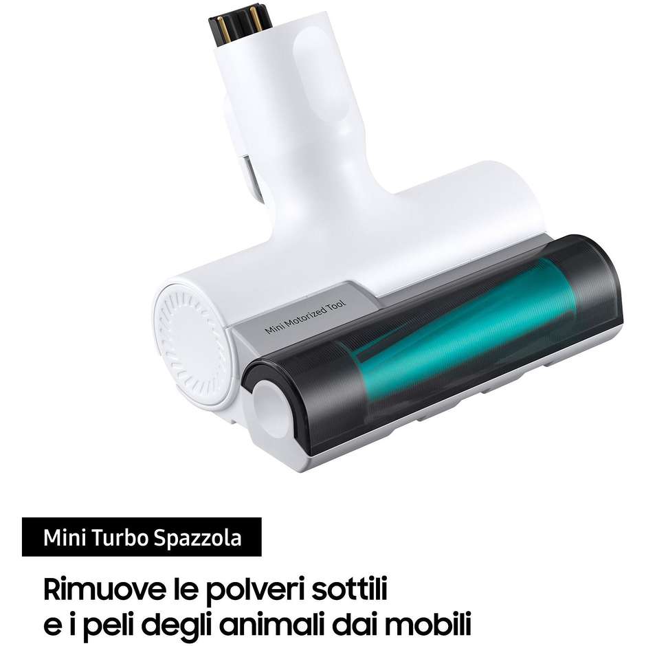 Samsung Jet 70 Easy VS15T7031R4 Scopa Elettrica Ricaricabile 410W 150AW Supporto 2-in-1 Bianco e Nero