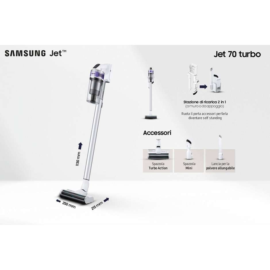 Samsung Jet 70 Turbo VS15T7031R4 aspirapolvere senza fili 150 AW bianco
