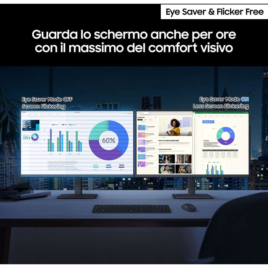 Samsung LS24D300GAUXEN Monitor LED 24" Full HD Flat 250 cd/m² Classe E Colore Nero