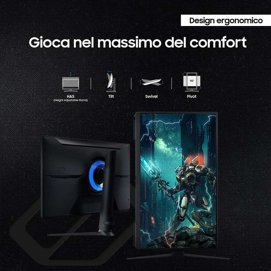 Samsung LS24DG300EUXEN Monitor Gaming 24'' Full HD 250 cd/m² Classe E Colore Nero