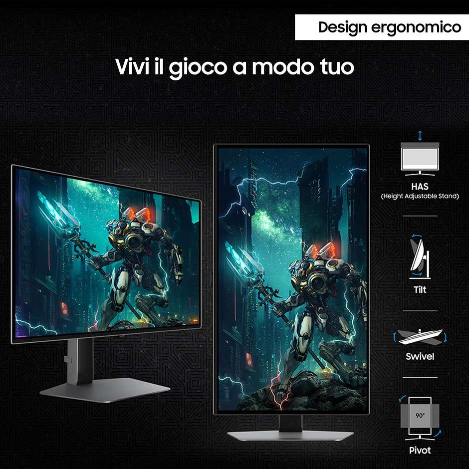 Samsung LS27DG610SUXEN PC Monitor Gaming OLED 27'' Quad HD 250 cd/m² Classe G Colore Nero