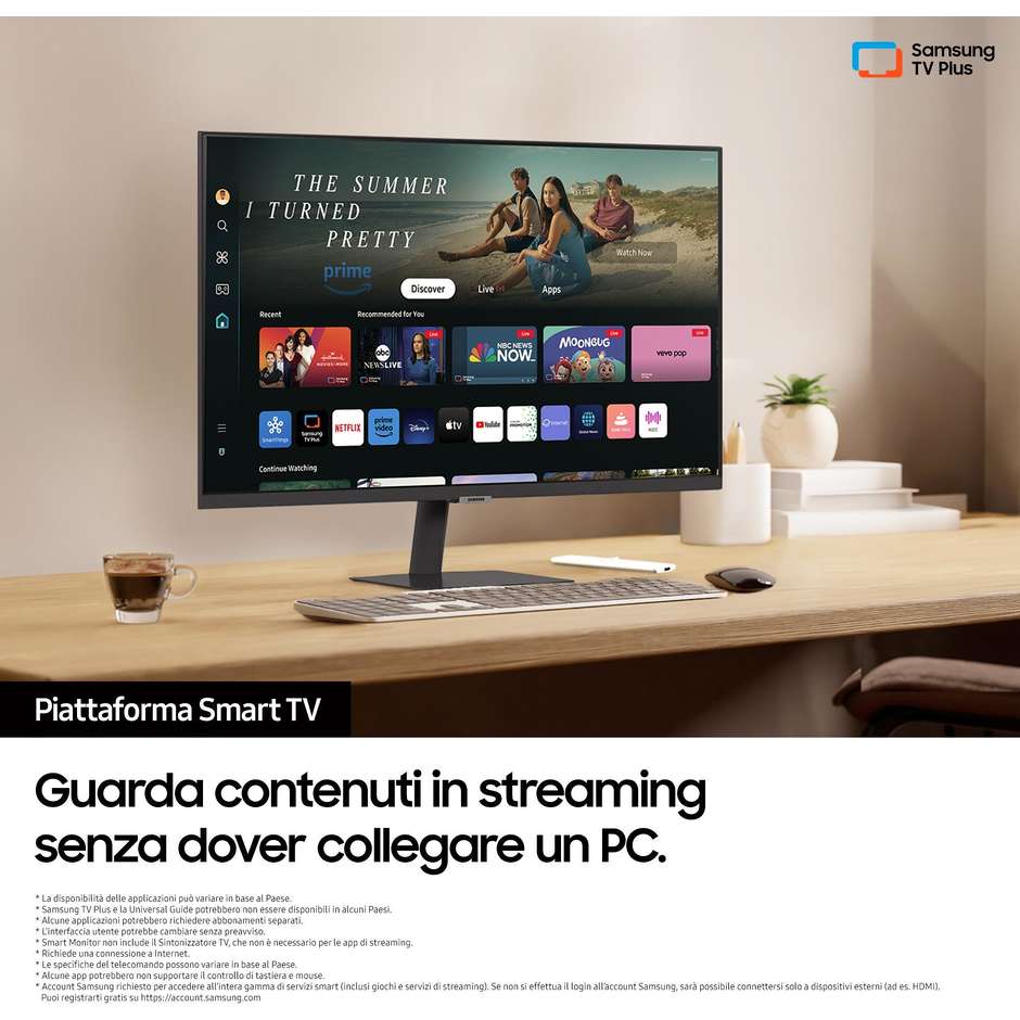 Samsung LS27DM500EUXEN Smart Monitor M5 27'' Full HD 250 cd/m² Classe F Colore Nero