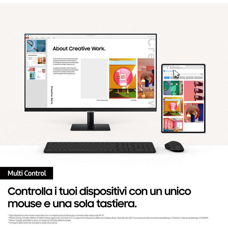 Samsung LS27DM500EUXEN Smart Monitor M5 27'' Full HD 250 cd/m² Classe F Colore Nero