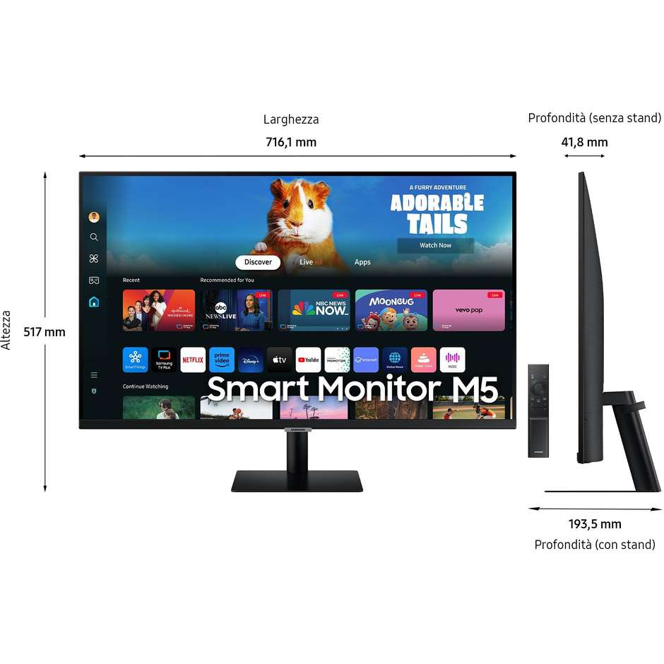 Samsung LS32DM500EUXEN Smart Monitor 32'' Full HD 250 cd/m² Classe E Colore Nero
