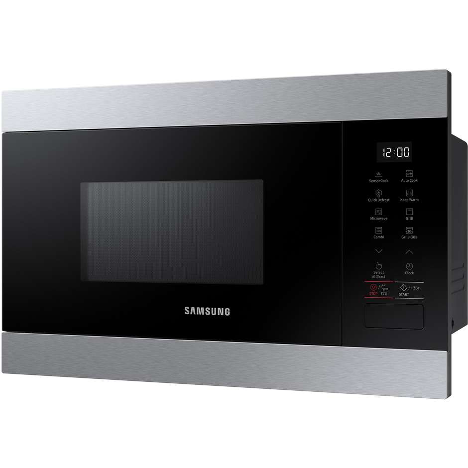 Samsung MG22M8274CT Forno Microonde con Grill da Incasso 22 Litri 850W Grill 1100W Smalto Ceramico Nero e Inox