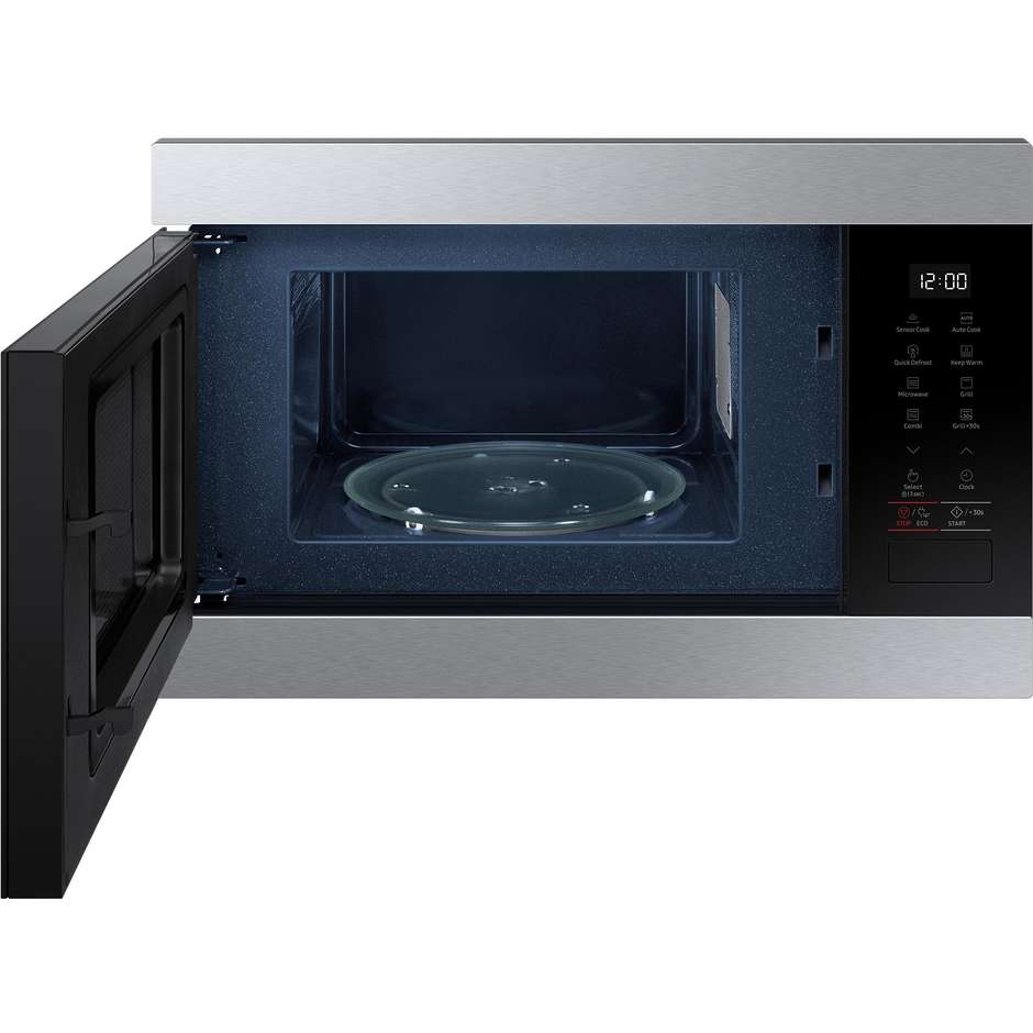 Samsung MG22M8274CT Forno Microonde con Grill da Incasso 22 Litri 850W Grill 1100W Smalto Ceramico Nero e Inox