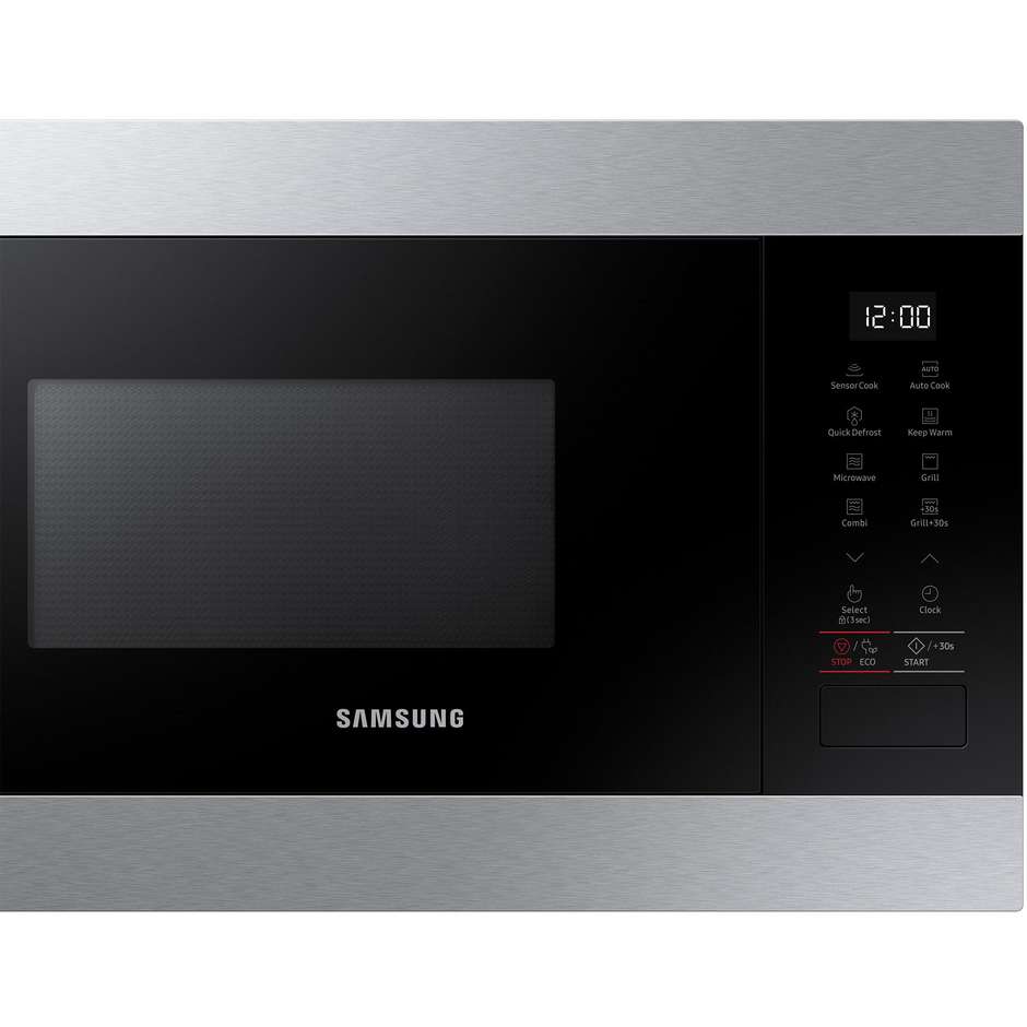 Samsung MG22M8274CT Forno Microonde con Grill da Incasso 22 Litri 850W Grill 1100W Smalto Ceramico Nero e Inox