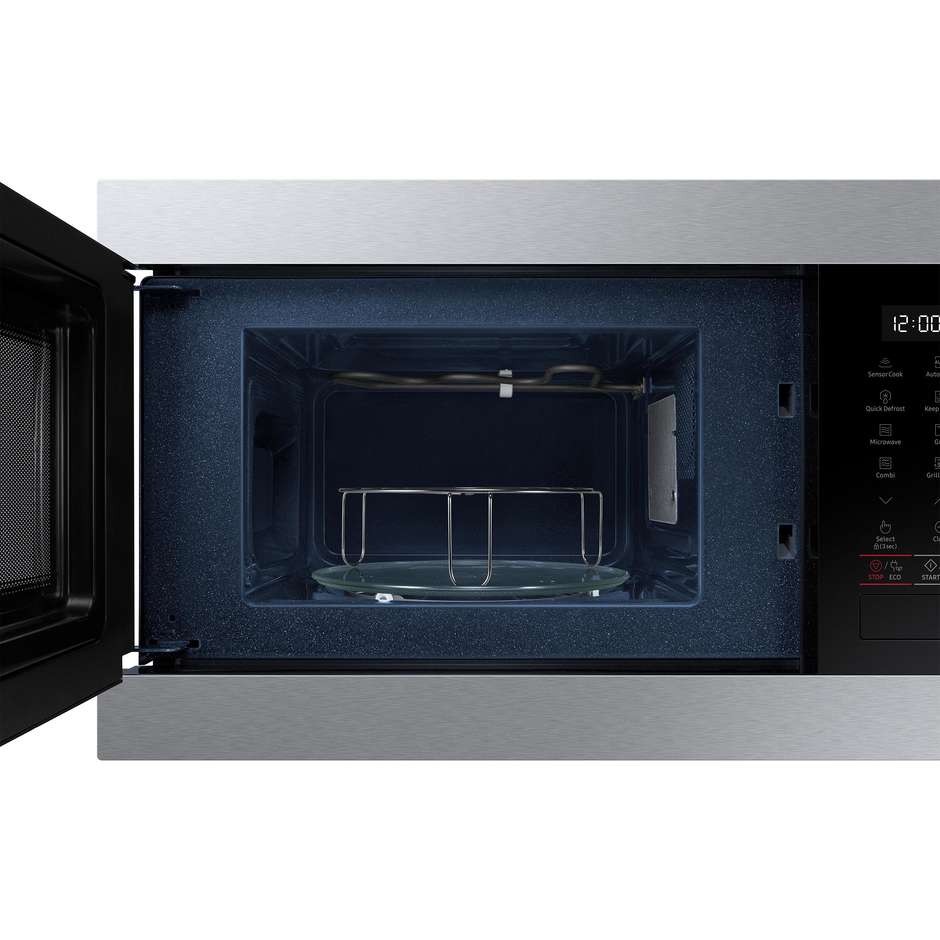 Samsung MG22M8274CT Forno Microonde con Grill da Incasso 22 Litri 850W Grill 1100W Smalto Ceramico Nero e Inox