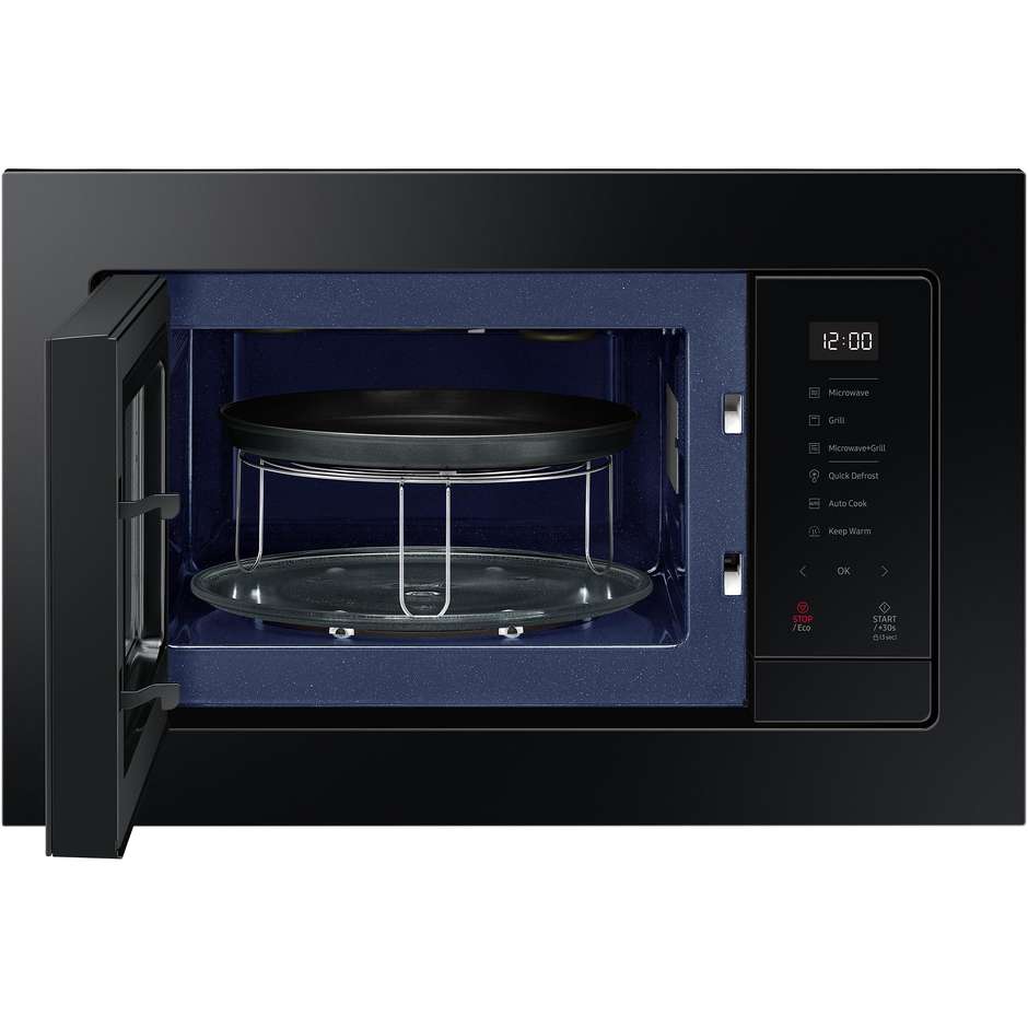 Samsung MG23A7318CK Forno Microonde con Grill da Incasso 23 Litri 800W Grill 1100W Vano Ceramico Nero