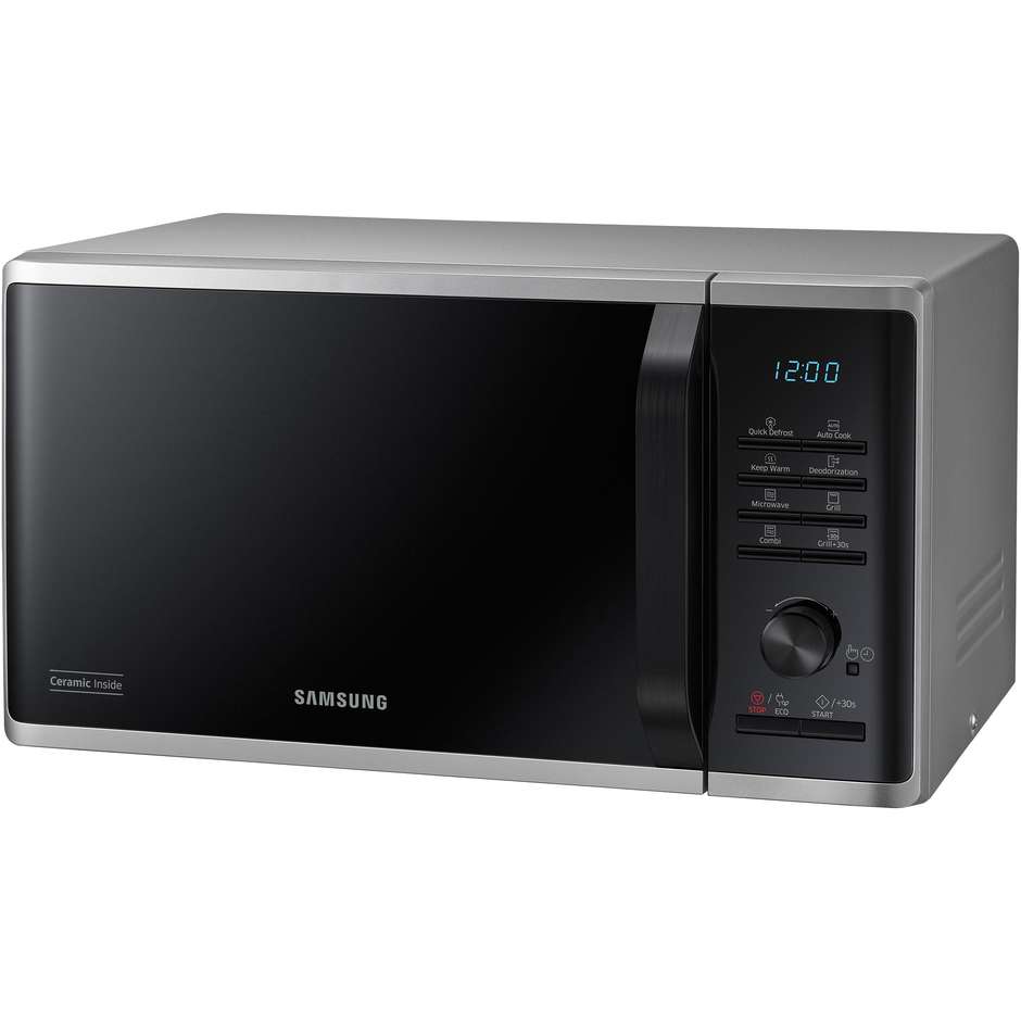 Samsung MG2AK3515AS Microonde con Grill 23 L, 1250 W, Grill 1000 W, Piatto Girevole 28,8 cm, Nero Argento