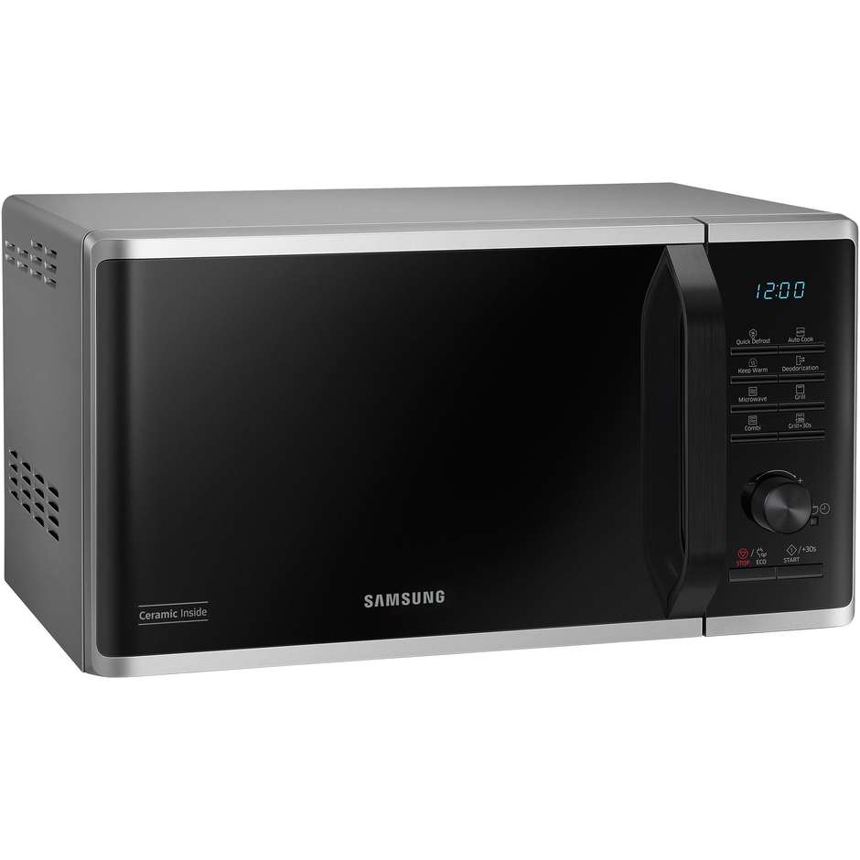 Samsung MG2AK3515AS Microonde con Grill 23 L, 1250 W, Grill 1000 W, Piatto Girevole 28,8 cm, Nero Argento