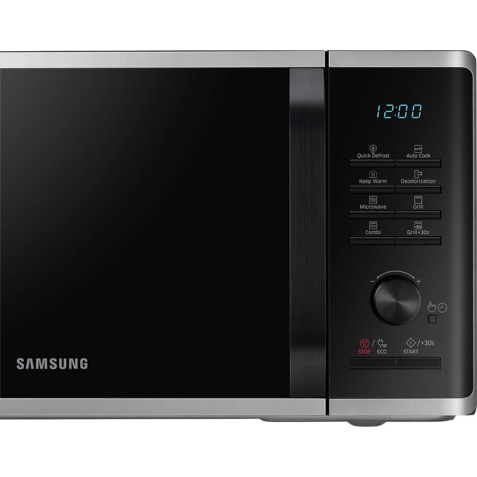 Samsung MG2AK3515AS Microonde con Grill 23 L, 1250 W, Grill 1000 W, Piatto Girevole 28,8 cm, Nero Argento