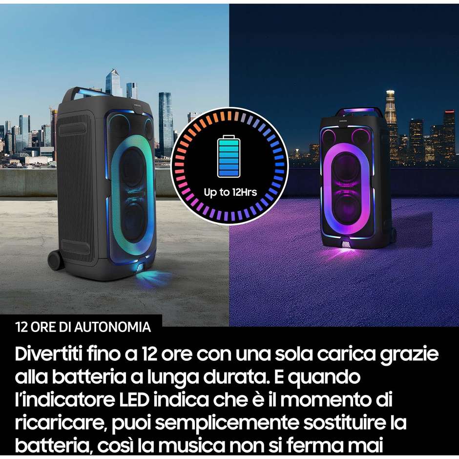 SAMSUNG MX-ST40F/ZF Party Speaker Diffusore Amplificato Portatile con Luci LED e Karaoke Colore Black
